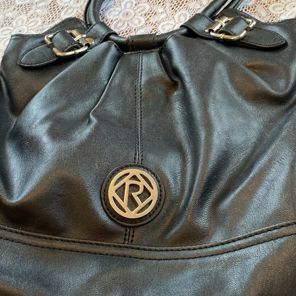 Relic Black Shoulder Bag with Textured Leather-Like Finish and Silver Hardware‎ - Picture 9 of 11